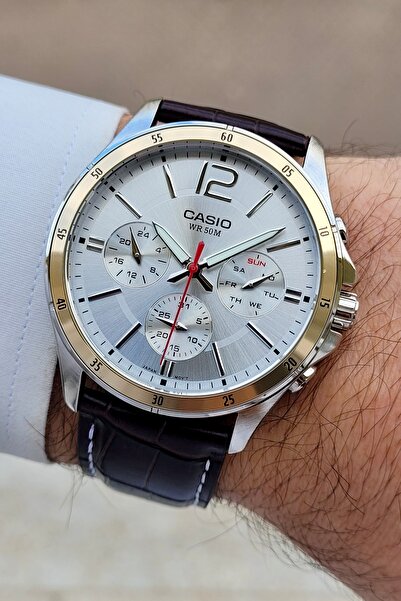 Casio Deri Kordon Gümüş Renk Erkek Kol Saati