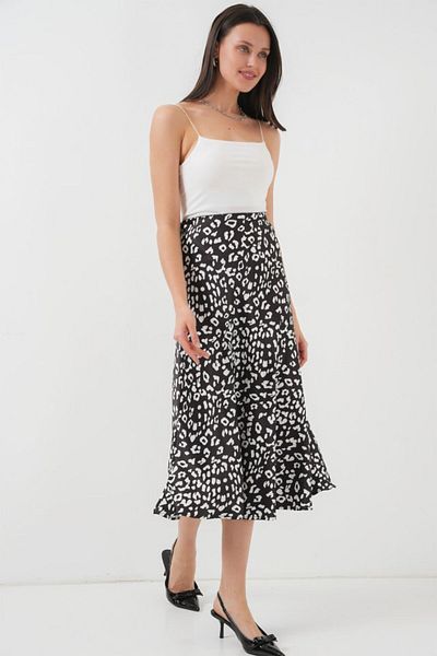 TUA MODA Tua Moda Black and White Patterned Satin Skirt 15806