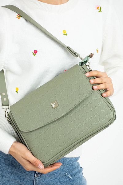Just Polo Women's Embossed Pattern Large Size Hand and Shoulder Bag