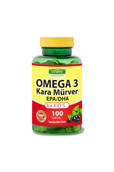 Vitapol Omega 3 Çoçuk Balık Yağı Kara Mürver 100 Softgel For Kid's Çoçuklar İçin