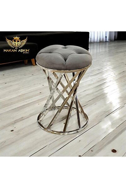 BY HAKAN AŞKIN Kapitoneli Tornado Metal Pota Ayaklı Silver Pota Puf Style 202...