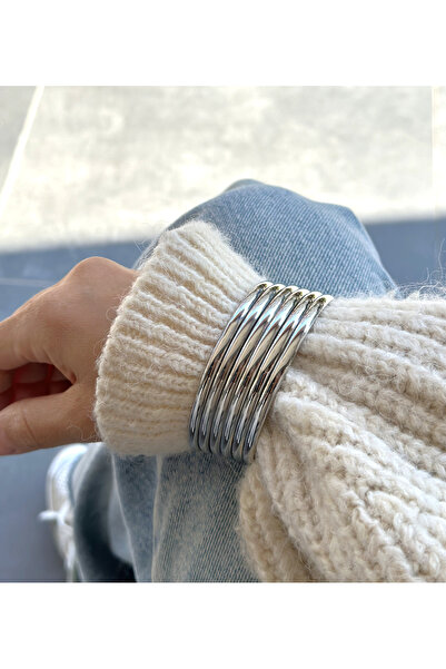 POKAK 316l Paslanmaz Kararmaz Çelik 3 Adet Bombeli Oval Kesim Ajda Bilezik