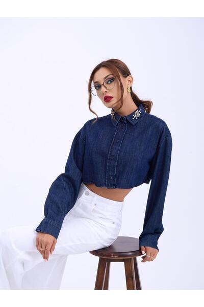 Kokosh moda DRESSIFY ЖІНОЧА МОДА 6603 KOT BLUZ-MAVİ