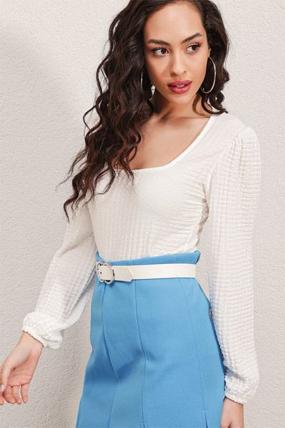 Modayakamoz 0442 Long Sleeve Blouse - White