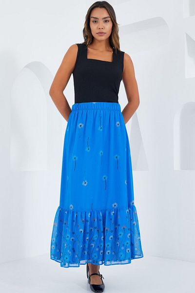 modaserdem Saks Patterned Chiffon Skirt 8010