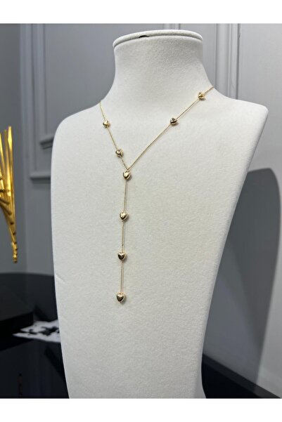 Store Çelik Kalpli Uzun Dekolte Y Kolye