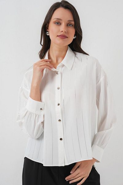 modaserdem White Silver Striped Shirt 5924