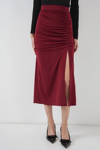 Viyamo 8033 Fusta Sandy Slit - Roșu Claret