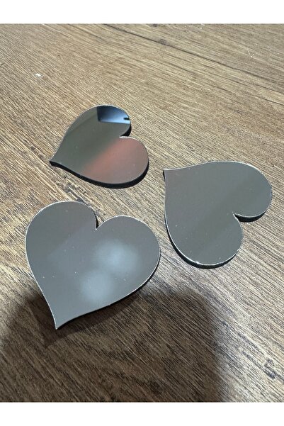 RAFKESTİR 10 adet Gümüş aynalı pleksi kalp ve yıldız 4 mm malzeme arkası yapı...