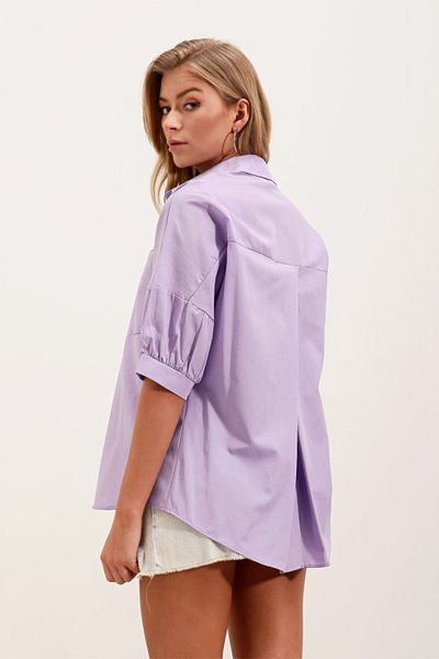 modaserdem    20213 Oversize Short Sleeve Basic Shirt - Lilac