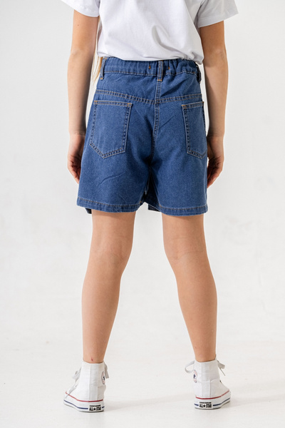 GİYİCEM TEKSTİL Kız Çocuk Üstten Cepli Kot Şort 2857