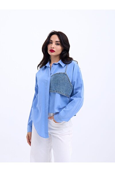 Kokosh moda DRESSIFY ЖІНОЧИЙ ОДЯГ 5419 СОРОЧКА-ТЕМНО-СИНЯ