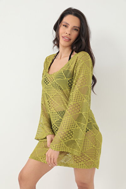 BY PAPI V-Neck Lace Dress with Flared Sleeves