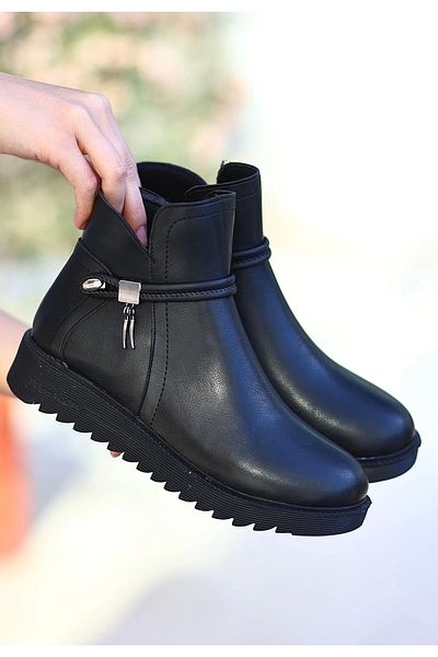 ufukmoda Milana Black Leather Boots