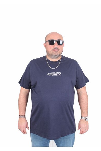 MocGrande Ανδρικό μπλουζάκι με λαιμόκοψη σε μεγάλο μέγεθος Urban 25142 NAVY