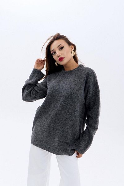 COTTONLAB 43071 Knitwear Zero Collar Slat Sweater-Anthracite