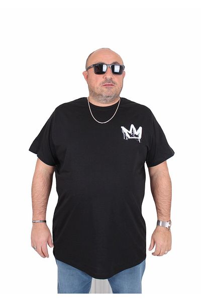 MocGrande Ανδρικό μπλουζάκι με λαιμόκοψη σε μεγάλο μέγεθος King 25141 ΜΑΥΡΟ