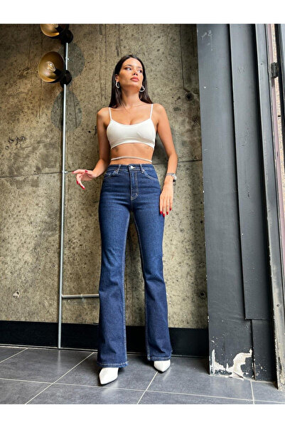 aideen Tomrisjean Womenpamela Spanish Navy Blue Jeans High Waist L Stretch Fa...