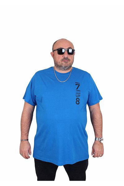 MocGrande Ανδρικό μπλουζάκι με λαιμόκοψη σε μεγάλο μέγεθος 25158 SAKS