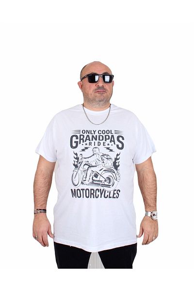 MocGrande Men's Big Size Crew Neck T-Shirt Only Cool 25177 White