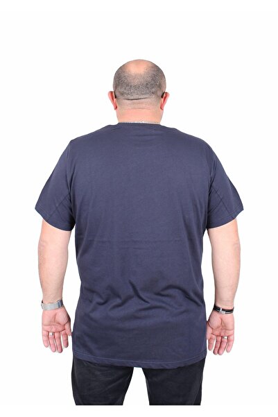 MocGrande Men's Big Size Crew Neck T-Shirt Believe 25157 Navy
