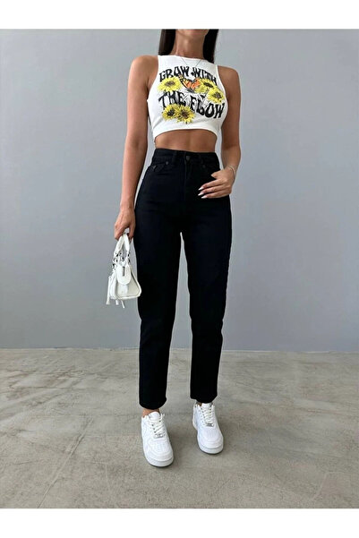 aideen Peren1 Milano Noul sezon Lara Jiyan Julia Blugi femei negri cu talie înaltă Lycra Mom Jenas Denim 2025