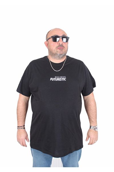 MocGrande Ανδρικό μπλουζάκι με λαιμόκοψη σε μεγάλο μέγεθος Urban 25142 ΜΑΥΡΟ