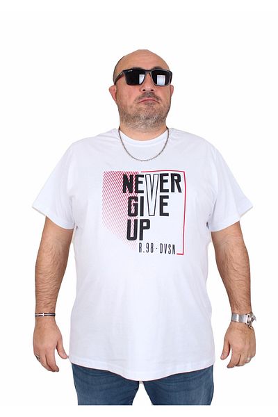 MocGrande Men's Oversize Crew Neck T-Shirt Never 25165 White