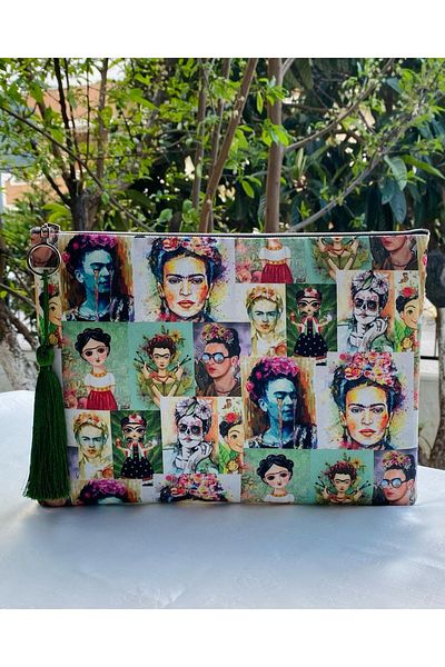 çanta tasarımcısı Colorful Faces Clutch Bag