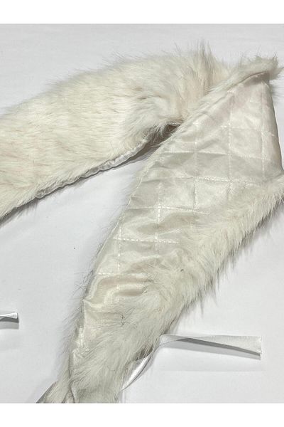 karantuhafiye Fur Collar / Collar Fur Tie / Soft Fur / Snap Collar Cream