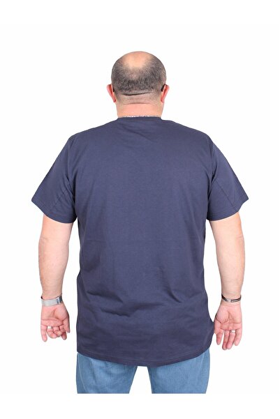 MocGrande Ανδρικό μπλουζάκι με λαιμόκοψη σε μεγάλο μέγεθος Never 25165 NAVY