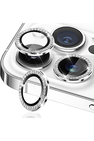 EMENYUS واقي عدسة كاميرا فائق المتانة ومضاد للخدش باللون الفضي متوافق مع آيفو...