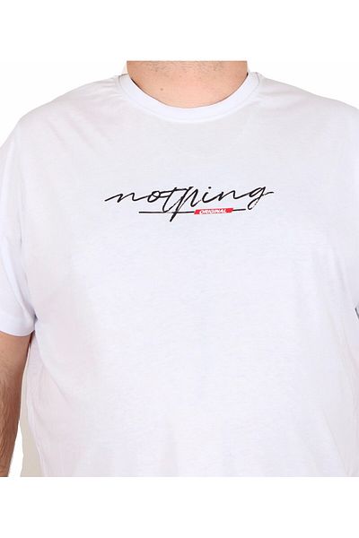 MocGrande Men's Plus Size Crew Neck T-Shirt - Nothing 25173 White