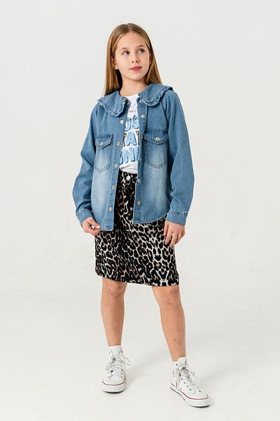 GİYİCEM TEKSTİL Girl Collar Fırsal T-Shirt Double Set