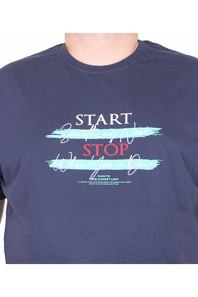 MocGrande Ανδρικό μπλουζάκι με λαιμόκοψη 25178 NAVY BLUE