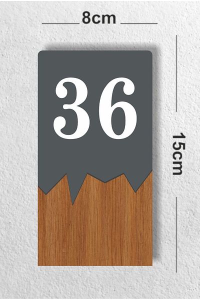 zafrakreklam Vertical Metal Composite - Wooden Apartment - Apartment Hotel Office Door Number Anthracite - Door No36