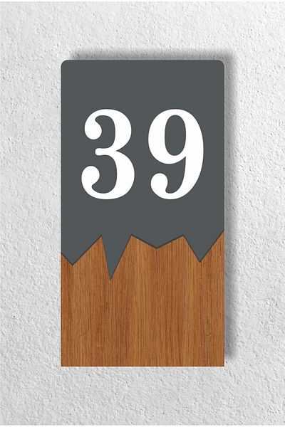 zafrakreklam Vertical Metal Composite - Wooden Apartment - Apartment Hotel Office Door Number Anthracite - Door No39