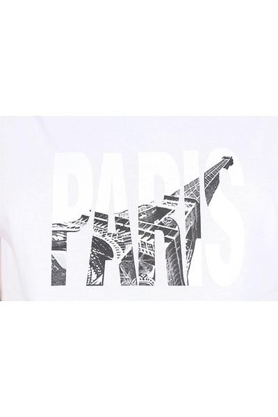 MocGrande Men's Big Size Crew Neck T-Shirt Paris 25179 White