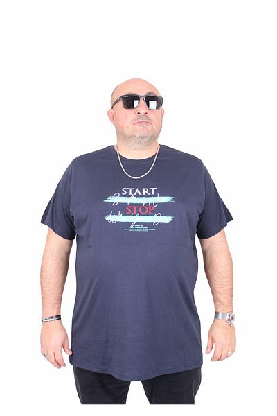 MocGrande Ανδρικό μπλουζάκι με λαιμόκοψη 25178 NAVY BLUE