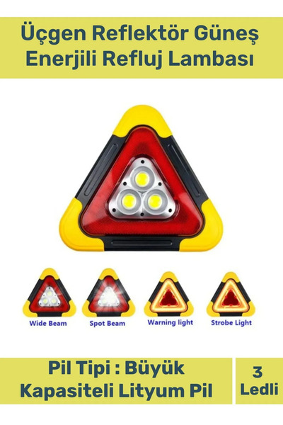 Genel Markalar Premium Su Geçirmez 3 Ledli Solar Üçgen Reflektör Güneş Enerjili Refluj Lambası