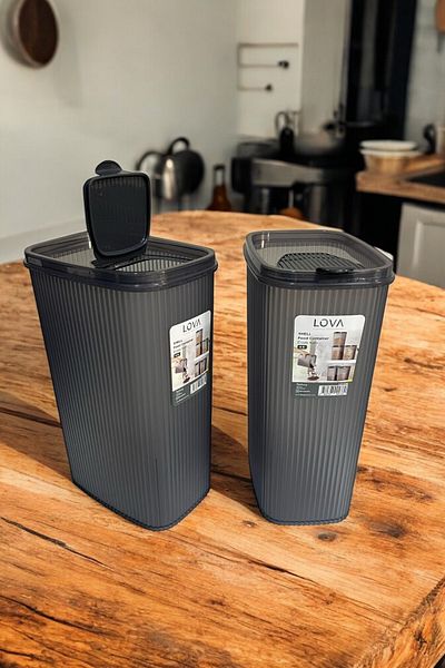 Hesaplı Kasa Food Storage Container 4 Lt, Anthracite, Set of 2