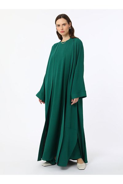 Refka Aerobin Dress & Abaya Double Set - Emerald Green - Refka