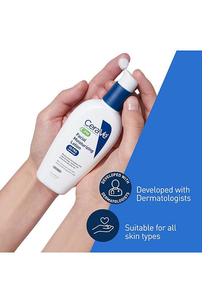 CeraVe لوشن مرطب للوجه من بي إم، 3 أونصة، مع ديرما رولر