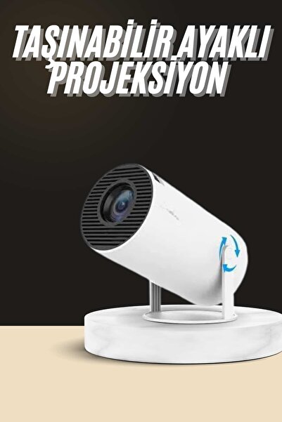 UCUZTEKNO Ayaklı Projeksiyon Taşınabilir Mini Projektör Sinema Projektörü And...