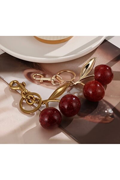 truvalıhelen Büyük kırmızı kiraz anahtarlık ,çanta süsü aksesuarı charm