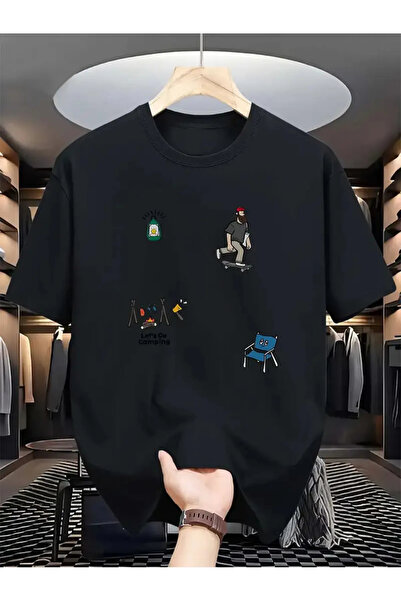 NoVibe Μπλουζάκι Unisex Minimal Printed Oversize 100% βαμβάκι