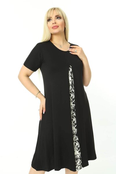 Mia Butik Plus Size Black-white Robe Dress