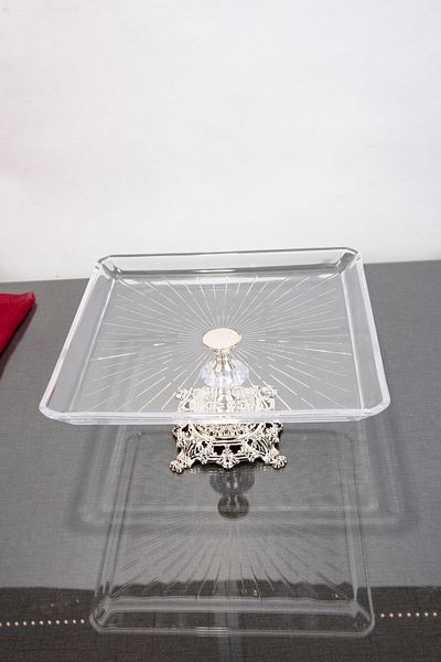 ARGKRİSTAL Silver Detailed Metal Leg 24X24X14 Service and Presentation Board