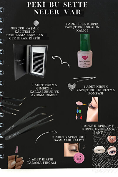 alaraycosmetics LUX KAŞMİR İPEK KİRPİK SETİ -EASY FAN 45 DK DA HAZIR KIRPIKLER 10 UYGULAMA