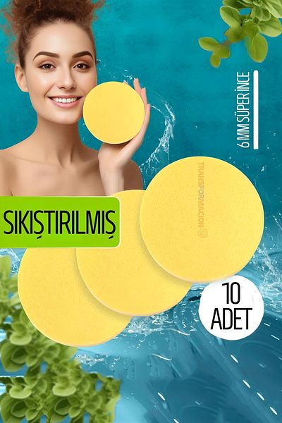 Transformacion Compressed Makeup Cleansing Pad Skin Cleansing Sponge Natural Cellulose 10Pcs 721467